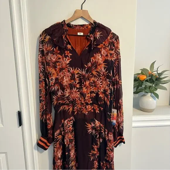 NWT warm NY Orange Floral Long Sleeve Maxi Dress 3 Large - Picture 8 of 14